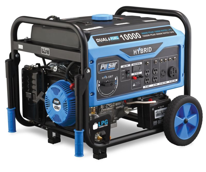 Pulsar 10,000W Dual Fuel Portable Generator with Switch & Go Technology & Electric Start
